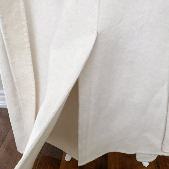 NWT White Australian Wool Blend Classic Belted Long Winter Wrap Coat - Picture 4 of 10